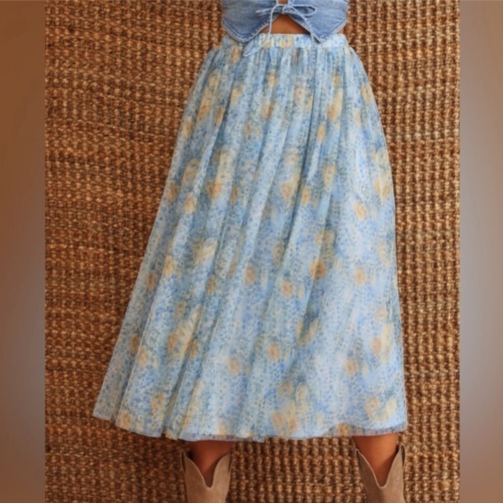 Altar’d State - Moya Floral Tulle Midi Skirt - Picture 1 of 8